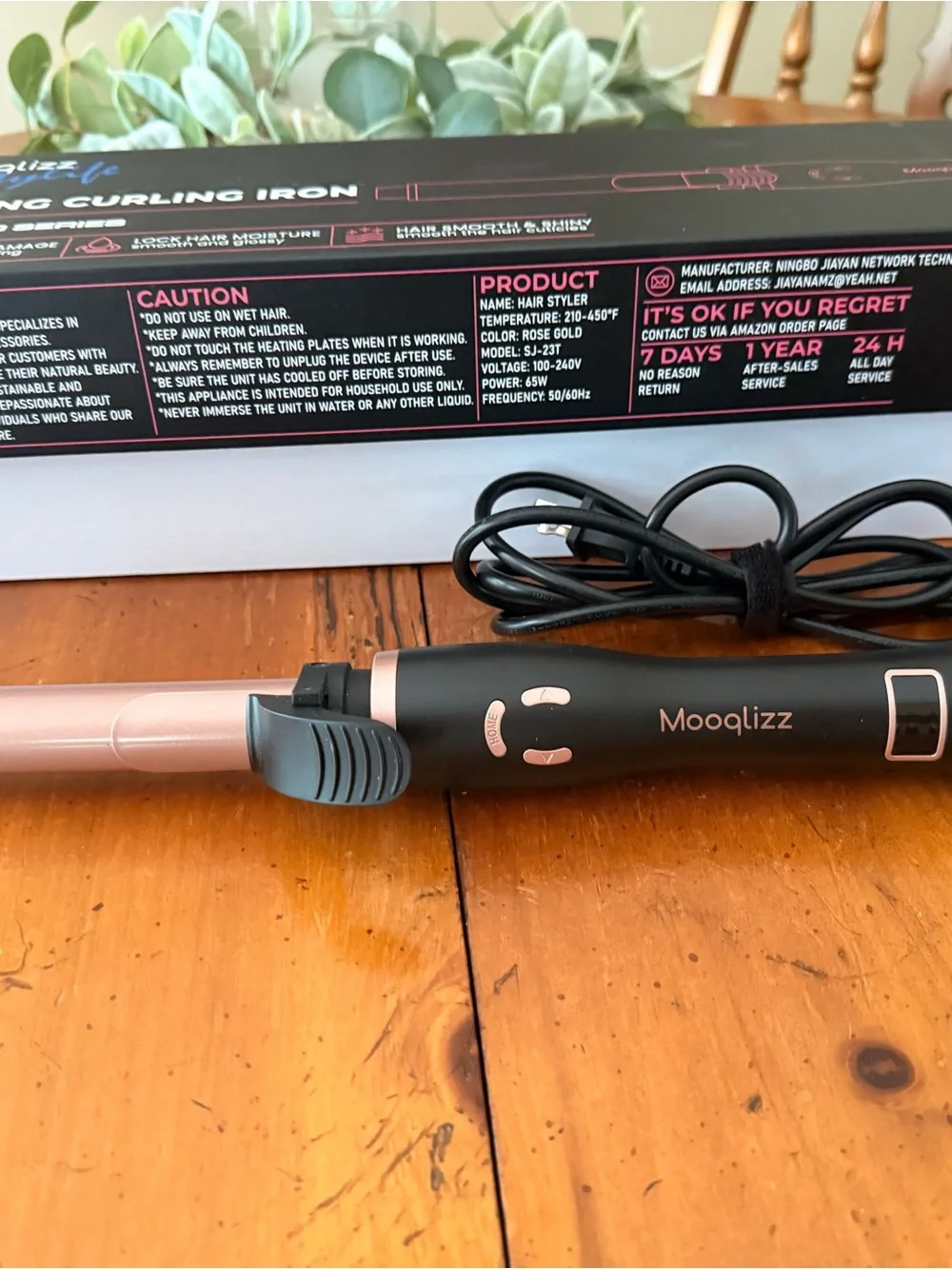 Rose Gold & Black Rotating Curling Iron